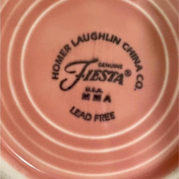 Fiesta Ware Saucers. Pink/Rose in color. Lead Free. MMA is listed on bottom. - Picture 2 of 3